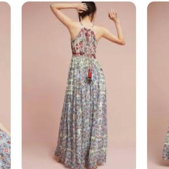 Bhanuni By Jyoti Greene Anthropologie Viscose Georgette Floral Printed Gown 10 - Picture 3 of 14